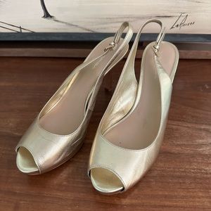 COPY - Via Spiga Leather Gold Metallic Pumps